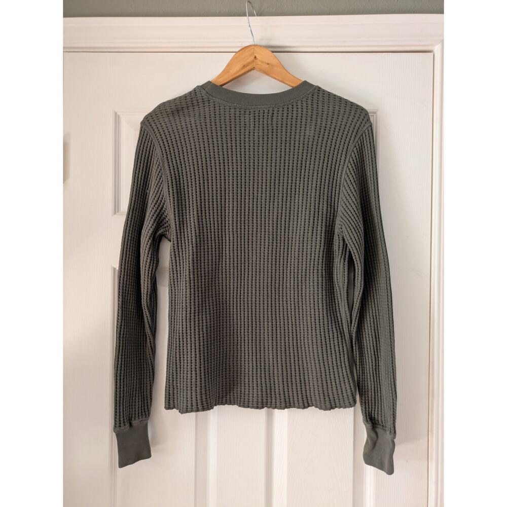 MATE The Label Organic Cotton Waffle Knit Crew Long Sleeve Shirt Oversized XS - Picture 3 of 5